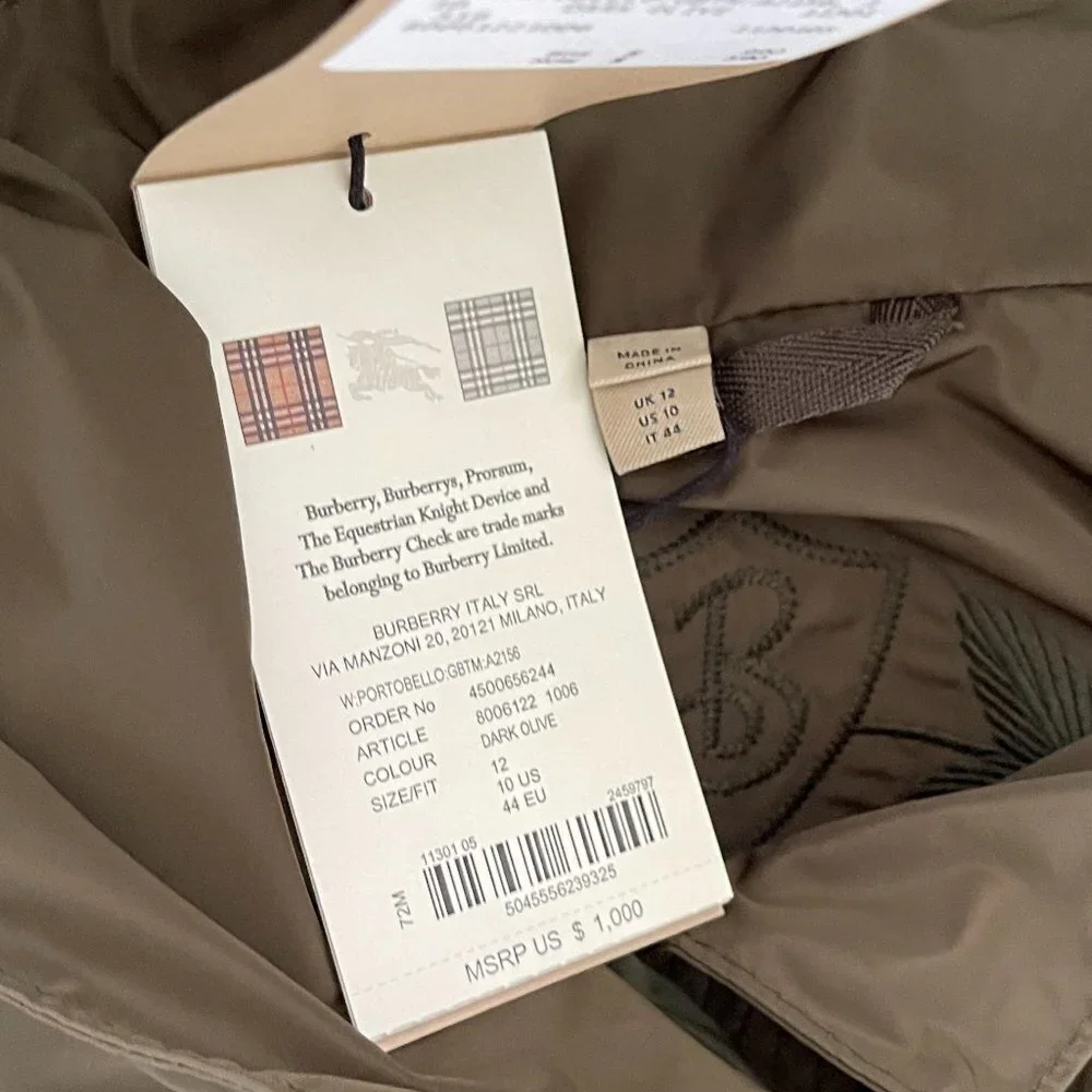 BURBERRY Portobello Women's Parka Hooded Jacket - 10 US Dark Olive - Picture 13 of 16